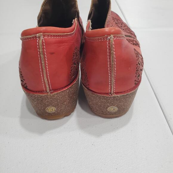 Spring Step L'Artiste Yanni-Ro Shoes Womens Size 40 EU Red Leather Wedge Slip On - Picture 5 of 11